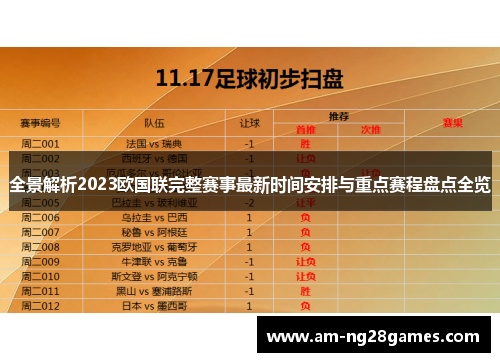 全景解析2023欧国联完整赛事最新时间安排与重点赛程盘点全览